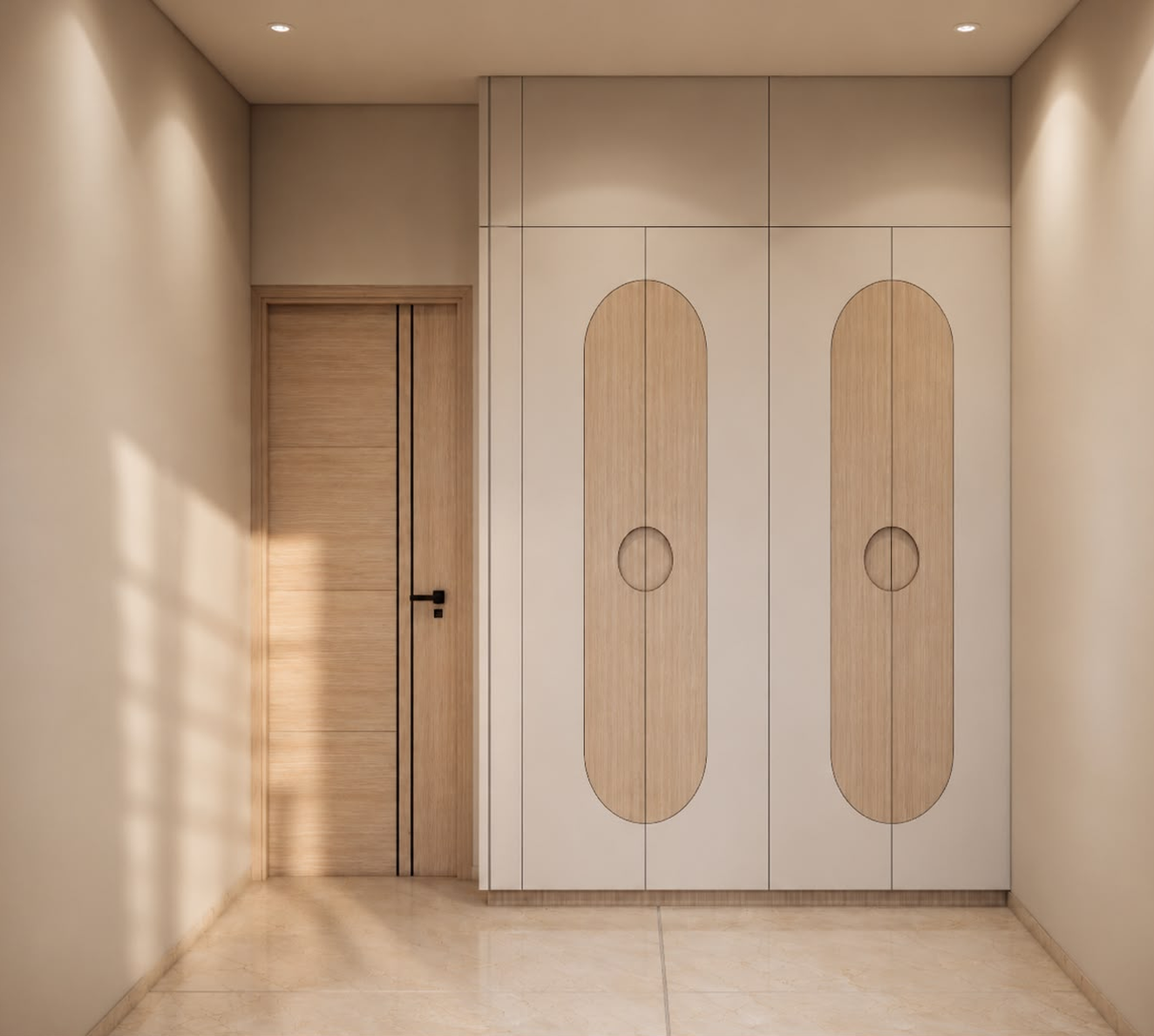 Wardrobe with oak-inset panelling at Bhati's Villa
